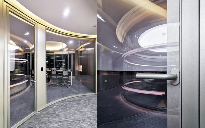 กรณี บริษัท ล่าสุดเกี่ยวกับ Curved panoramic glass partition system project