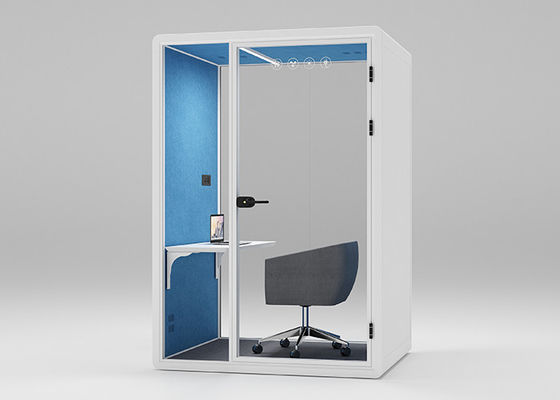 LED Light Automatic Office Phone Booths Aluminum Structure Sound Proof Office Cabin