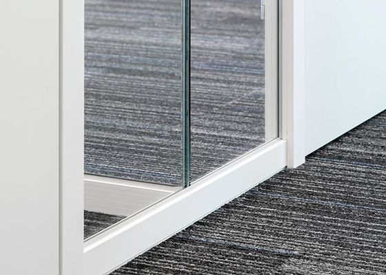 Toughened Safety Laminated Glass Frameless Partition Wall With Solid Timber Wooden Door