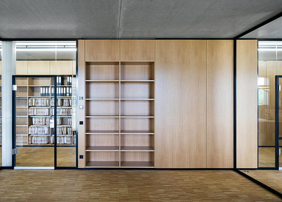 Office Partition Wall Durable 108mm Solid Wall Aluminum Frame With Wall-mounted Steel Keel