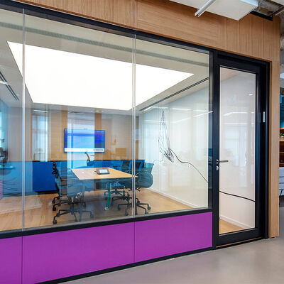 Half Glass Wall Partition Top Wooden Bottom Office Wall Partition