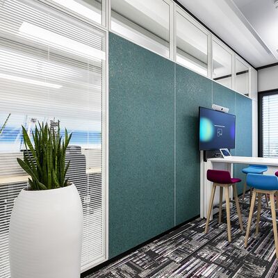Customized Aluminum Office Double Single Glazed Glass Partition Walls with Steel Solid Panel