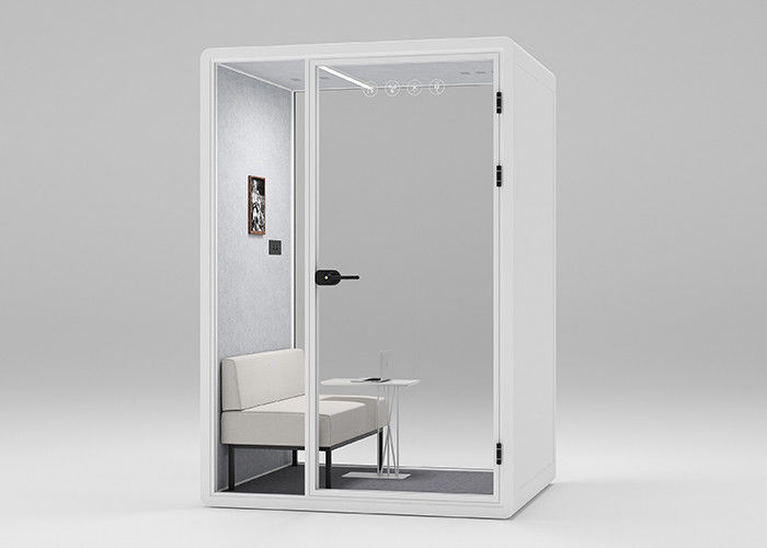 LED Light Automatic Office Phone Booths Aluminum Structure Sound Proof Office Cabin