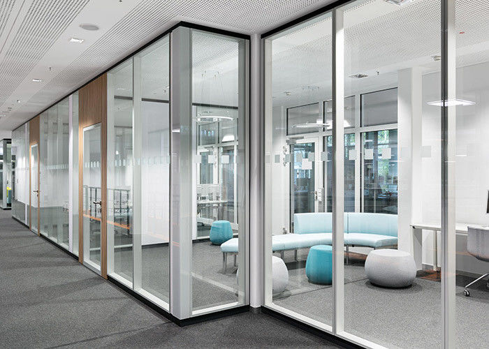 Framed Conference Room Partition Walls Glass Or Solid Wall Support Aluminum Profile