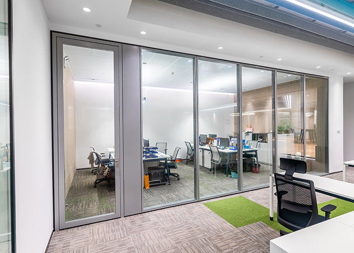 Soundproof Aluminum Office Partition Wall with LED Lighting