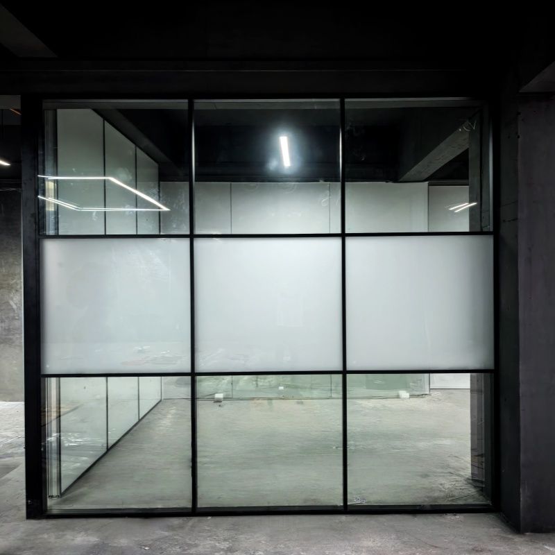 Layered Partition Wall With Non-full Height With Different Levels Glass Partition With Frosted Glass